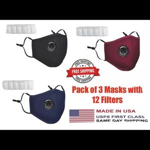 3 masks with valve with 12 filters